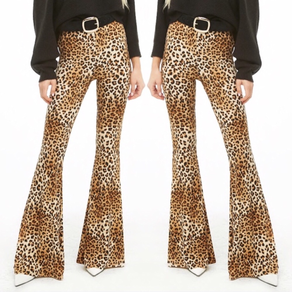 Forever 21 Leopard Print Flare Pants